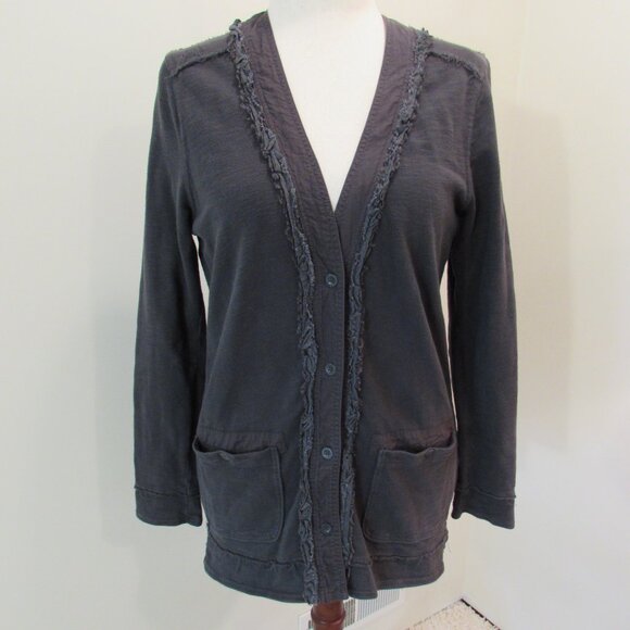Eddie Bauer 100% Cotton Grey Cardigan Large - Picture 2 of 16
